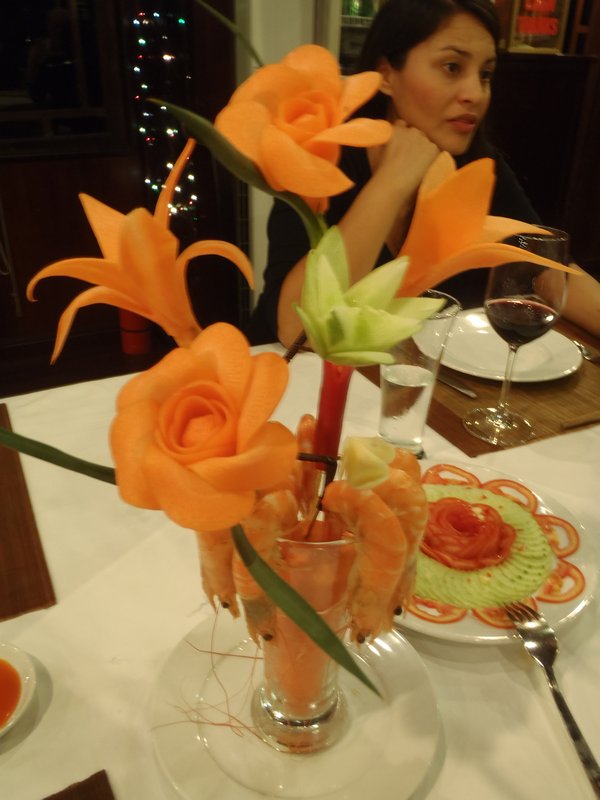 Those flowers are carved out of carrots!