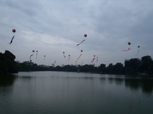 Hoan Kiem Lake in Hanoi dressed up for the 1000 year celebrations