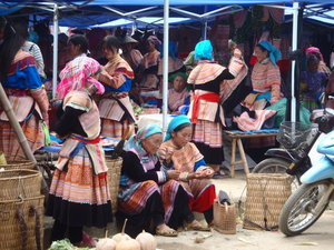 Villagers trading their wares