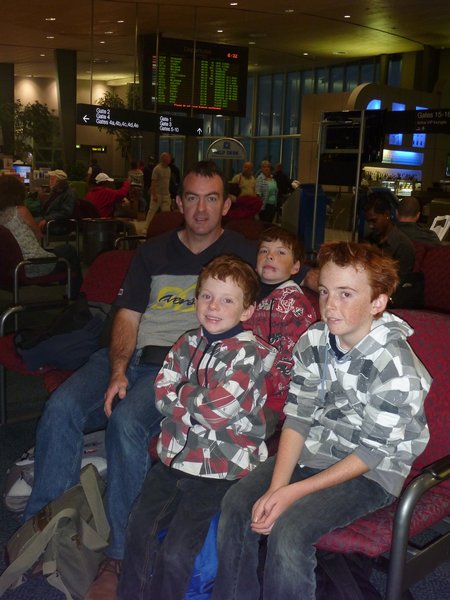 The boys at Auckland Airport before flying