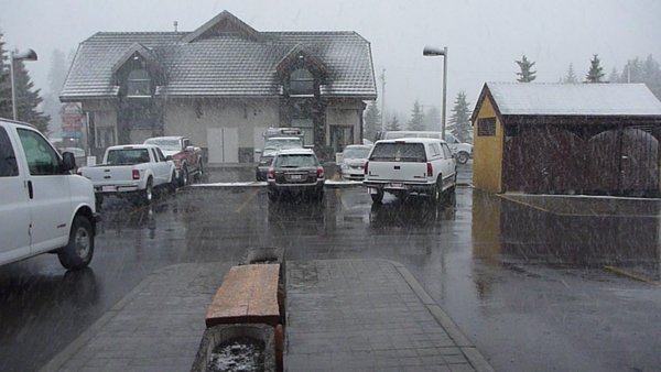 Snowing at A&W Burgers