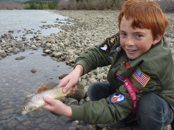 h. Callum with the first Grayling