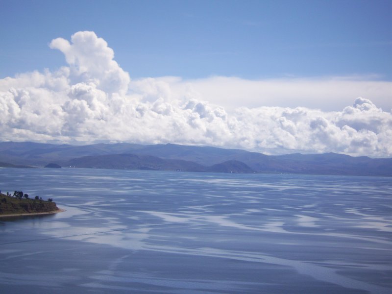 Storm clouds over Peru across Lake Titicaca