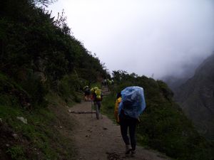 Lynn trekking the start of Inca Trail
