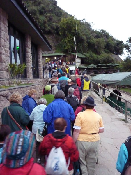 Line to get into Machu Picchu