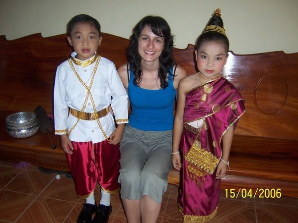 Kids in Traditional Dress for Miss Luang Prabang Parade