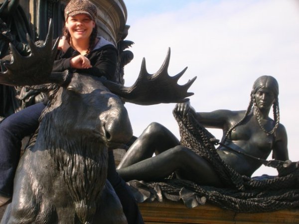 Posing on the Statues