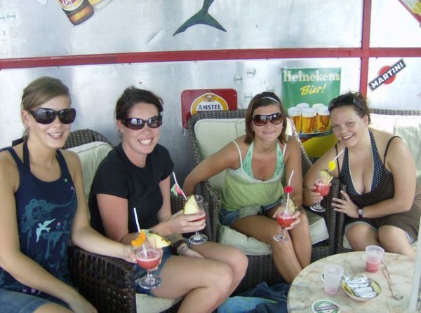 Enjoying drinks in Aruba