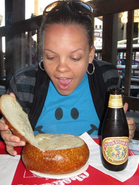 Clam Chowder in a Bread Bowl... YUM!