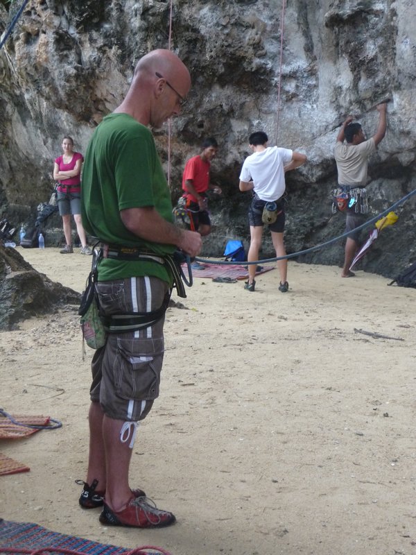 Mark getting ready for his first climb