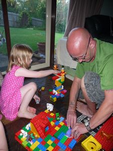 Natalie and uncle mark (baldric) playing with lego