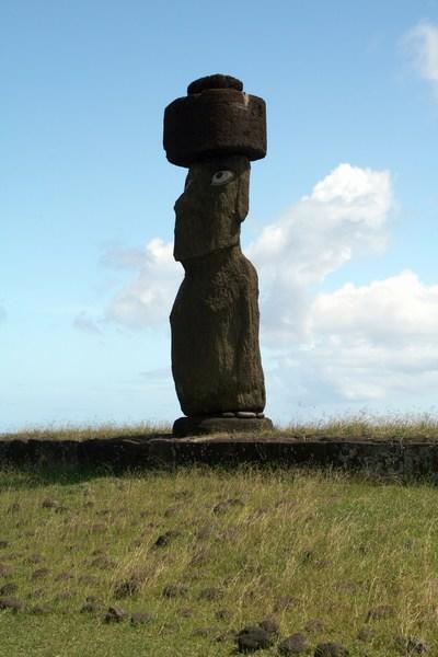 Moai with painted eyes