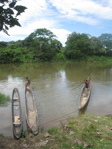 La riviere et les canoes