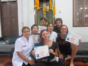 Les camarades de l ecole de massage (Bangkok, Thailande)