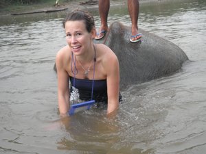 A tad concerned, particularly as the water started to fill with elephant crap...