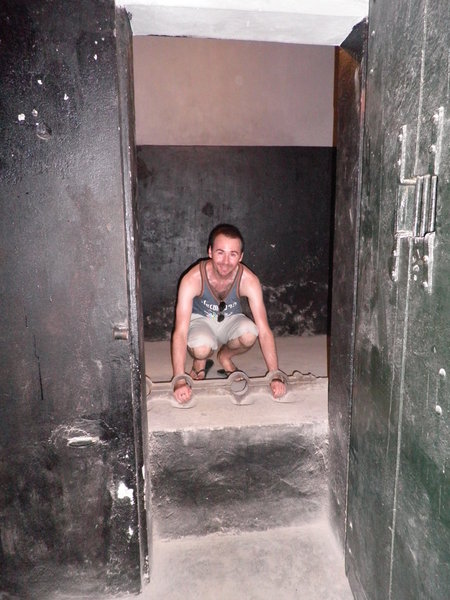 Darren in chains at the Hanoi Jail