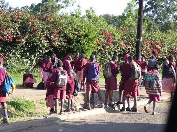 7. Schoolkids waiting for the bus