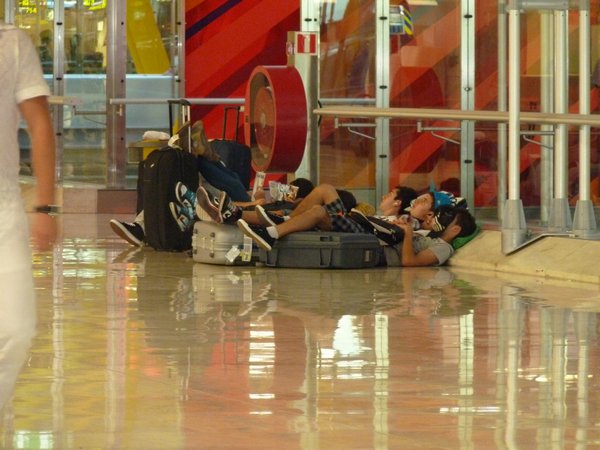 2. People were sleeping all over the place at Madrid Airport