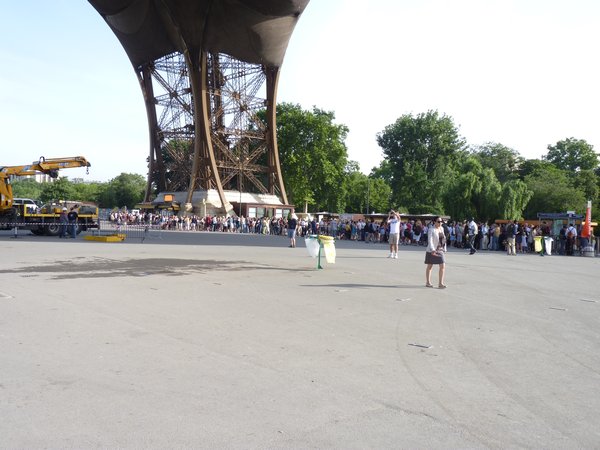 6. 830am the queue to go in luxury by elavator up the Eiffel Tower