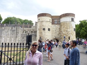 87. Tower of London - moat on left and entry on right