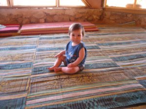 Liya at a Bedouin tent 
