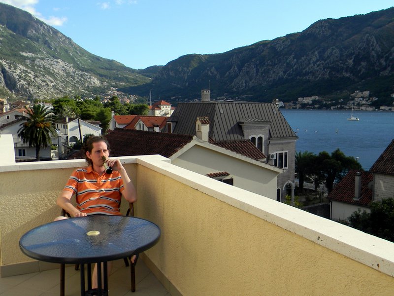 Relaxing in our hotel in Kotor