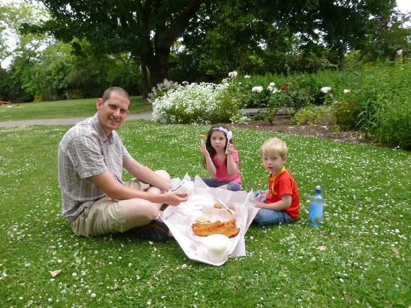 fish and chips in the park -I