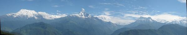 the Annapurna mountain range - panorama 