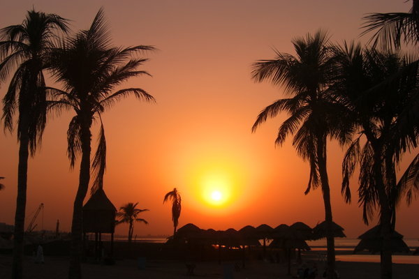 Sunset falls over Qurum Beach, Muscat