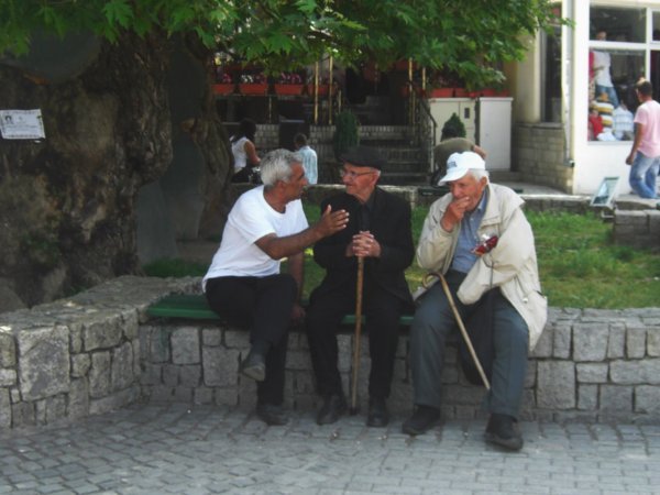 Men enjoying the sunshine at Ohrid