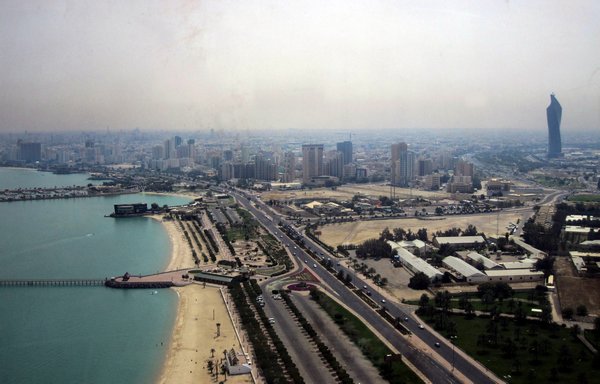 Southerly view from the observation deck of the Kuwait Towers