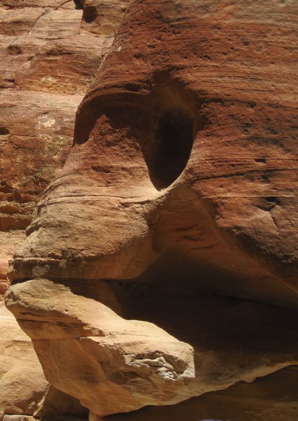 Strange face in the rocks of the Siq, Petra