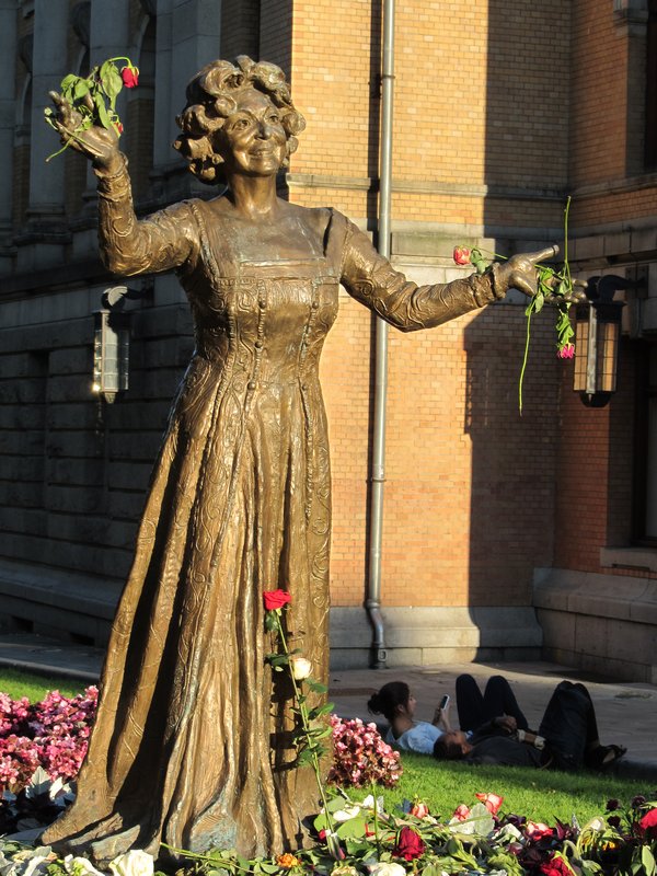 Statue and flowers