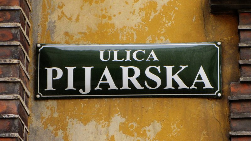 Street sign in central Krakow