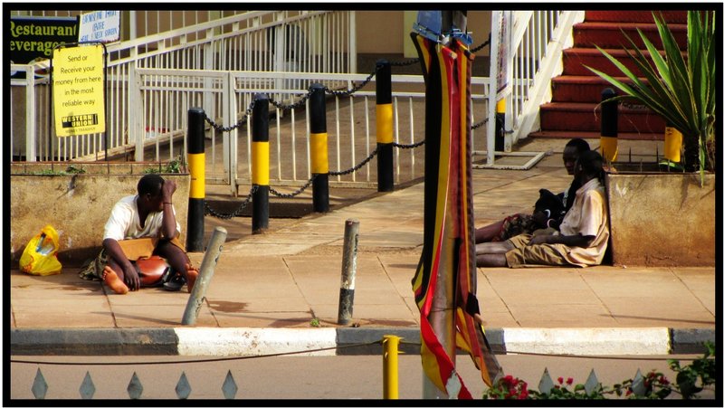 Beggars waiting on the streets of Kampala