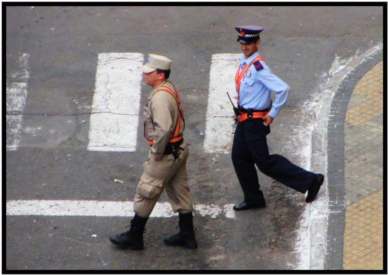 A comedy shot of a policeman