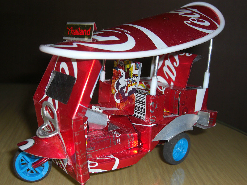Tuk tuk made from drinks cans