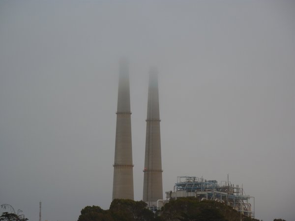 Coal plant in mist