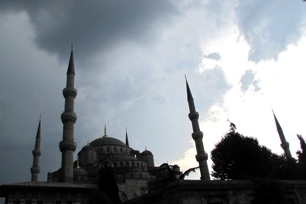 Blue Mosque during shower