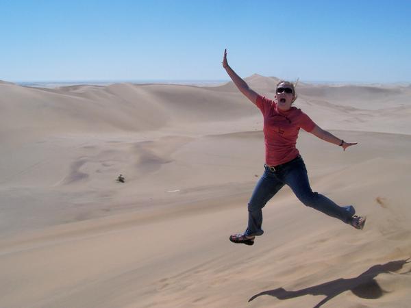 leaping off the dune.
