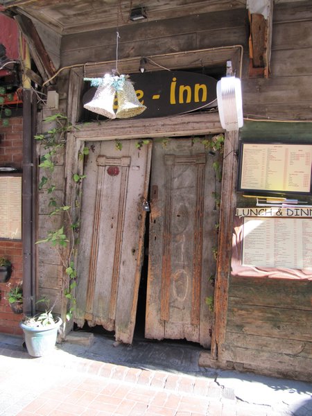 Door to a cafe, still in business