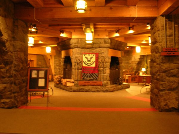 The lobby of the Timberline Lodge