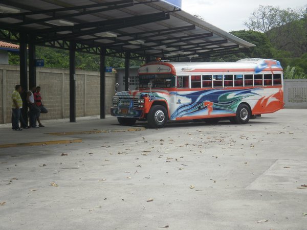 nice coloured buses connecting Puerto Colombia with Maracay