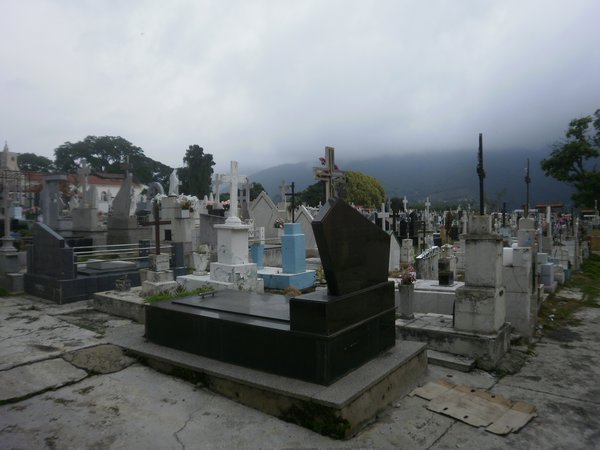 nice cemetery at the base of the mountains