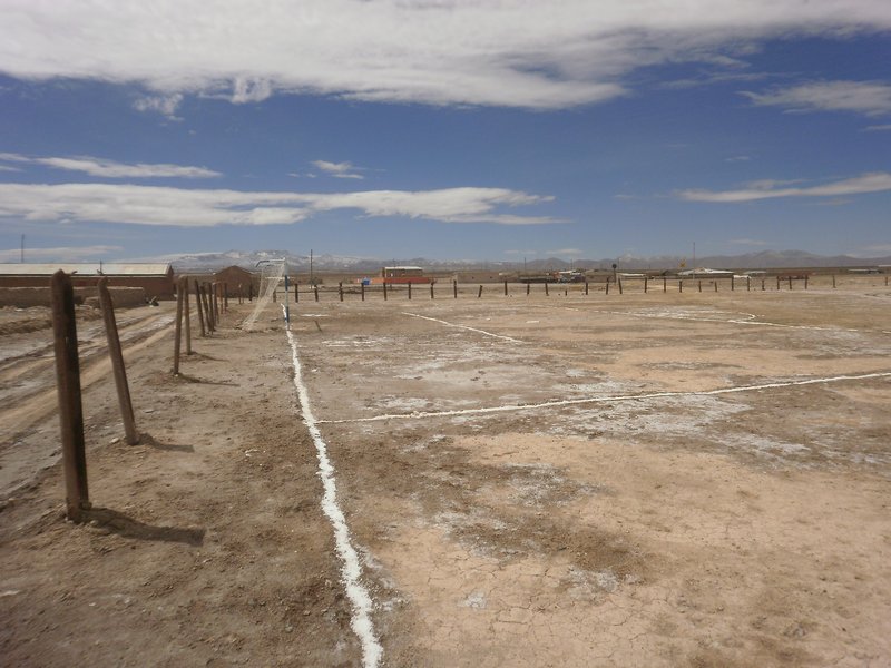 all villages around Uyuni had it's own football ground	the lines made of salt, of course