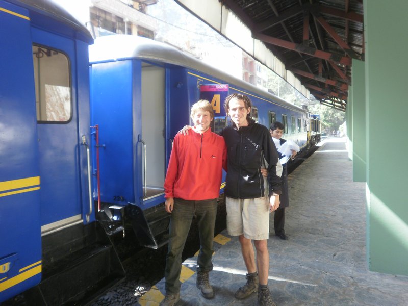 next day at the train station in Aguas Calientes