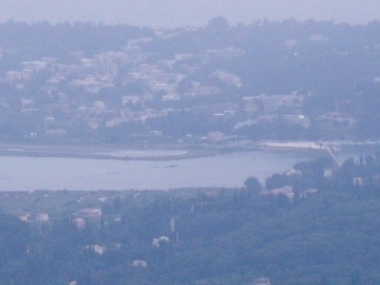 Lagoon and Airport from Agii Deka through clouds