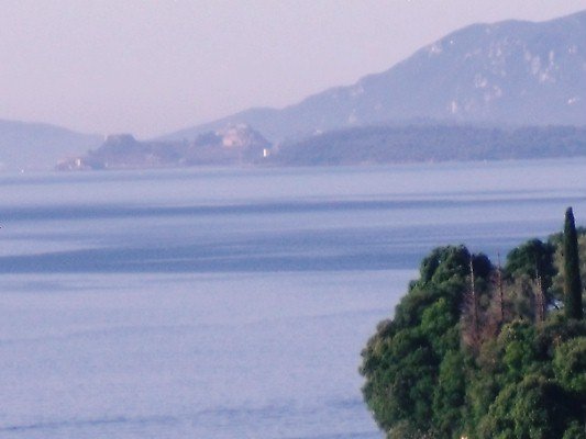 View Kalami Villas pool to Corfu Town