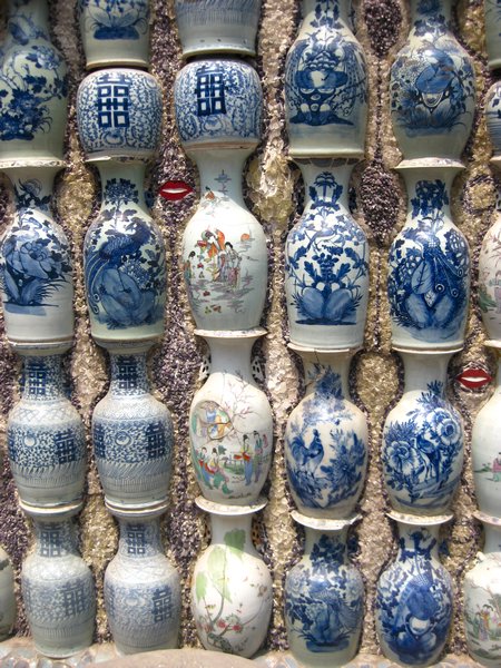 Facade of porcelain vases