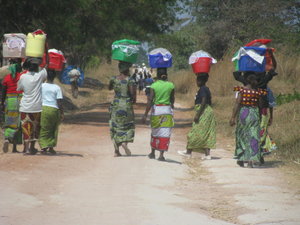 Zambian women walking on the roadside